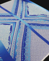 Tecido Viscose Italiano Estampado Barrado Tons de Azul