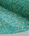 Tecido Crepe Chiffon Italiano Micro Flores e Folhas Offwhite e Verde Água