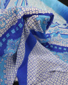 Tecido Viscose Italiano Estampado Barrado Tons de Azul