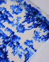 Tecido Tricoline Italiano Estampa Abstrata Tons de Azul e Offwhite