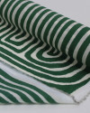 Tecido Cambraia de Algodão Italiano Listras Étnicas Verde e Offwhite