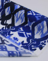 Tecido Tricoline Italiano Estampa Étnica Tons de Azul e Branco