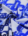 Tecido Tricoline Italiano Estampa Étnica Tons de Azul e Branco