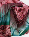 Tecido Crepe Silk Italiano Barrado Tie Dye e Floral Rosa