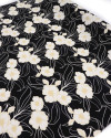 Tecido Viscose Macro Portulaca Creme e Preto