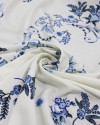 Tecido Viscose Macro Ramos Azul e Offwhite
