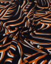 Tecido Viscose Pinturas Abstratas Tons Terrosos e Preto