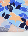 Tecido Viscose Folhas de Outono Salmão e Azul