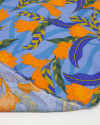 Tecido Viscose Folhas e Flores Laranja e Azul
