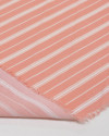 Tecido Crepe Koshibo Listrado Offwhite e Salmão
