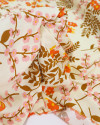 Tecido Viscose Campo de Flores Laranja e Amarelo Claro