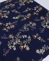 Tecido Viscose Macro Ramos Amarelo e Azul Marinho