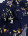 Tecido Viscose Macro Ramos Amarelo e Azul Marinho