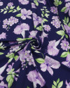 Tecido Viscose Macro Floral Lilás e Azul Marinho