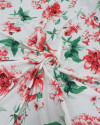 Tecido Viscose Macro Floral Vermelho e Branco