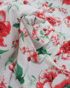 Tecido Viscose Macro Floral Vermelho e Branco