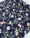 Tecido Linho Misto Floral Provençal Caramelo e Azul Marinho