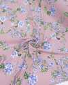 Tecido Linho Misto Floral Provençal Azul e Rosé