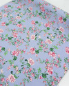 Tecido Linho Misto Floral Provençal Rosa e Azul Jeans