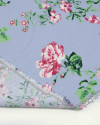 Tecido Linho Misto Floral Provençal Rosa e Azul Jeans