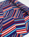 Tecido Crepe Bubble Listrado em Recortes Vermelho e Azul (0.6m)