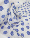 Tecido Viscose Conchas Azul e Cinza Mescla
