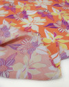 Tecido Viscose Flores Roxo e Coral