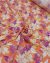 Tecido Viscose Flores Roxo e Coral