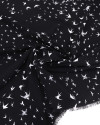 Tecido Crepe Bubble Gaivotas Branco e Preto