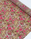 Tecido Crepe Chiffon Macro Rosas e Bege