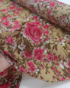 Tecido Crepe Chiffon Macro Rosas e Bege