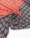 Tecido Crepe GGT Xadrez de Flores Vermelho e Preto