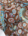 Tecido Crepe Chiffon Mandalas Marrom e Azul