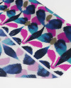 Tecido Crepe Chiffon Italiano Pintura Abstrata Azul e Fúcsia