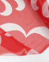 Tecido Crepe Chiffon Italiano Macro Arabescos Branco e Vermelho
