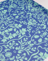 Tecido Crepe Chiffon Italiano Macro Arabescos Verde e Azul