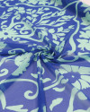 Tecido Crepe Chiffon Italiano Macro Arabescos Verde e Azul