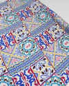 Tecido Crepe Silk Italiano Estampa de Lenço Colorido e Offwhite