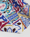 Tecido Crepe Silk Italiano Estampa de Lenço Colorido e Offwhite