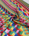 Tecido Crepe Silk Italiano Multi Estampa Geométrico Colorido