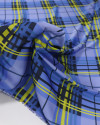 Tecido Crepe Silk Italiano Xadrez Amarelo e Azul