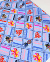 Tecido Viscose Cordas e Floral Colorido e Azul