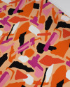 Tecido Viscose Pintura Abstrata Laranja e Rosa 