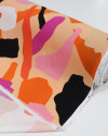 Tecido Viscose Pintura Abstrata Laranja e Rosa 