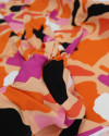 Tecido Viscose Pintura Abstrata Laranja e Rosa 