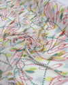 Tecido Crepe Chiffon Pontilhado Abstrato Verde e Rosé