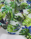 Tecido Cambraia Italiano Floresta e Macacos Verde e Azul
