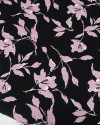 Tecido Tricoline Italiano Flores Rosa Claro e Preto