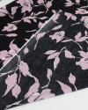 Tecido Tricoline Italiano Flores Rosa Claro e Preto