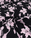 Tecido Tricoline Italiano Flores Rosa Claro e Preto